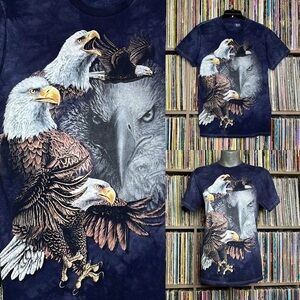 Unisex 3D Tees Black Tie Dye Eagle T-shirt  Size Small 34/36